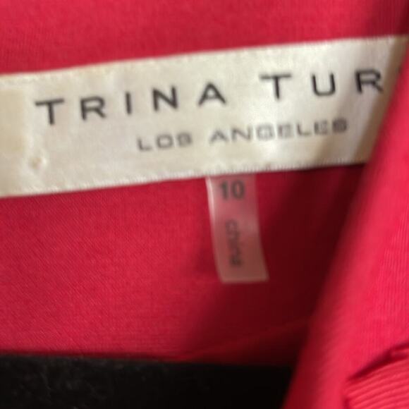 Dress Trina Turk size 10 red -  back Zip 26” long from under arm - Picture 3 of 7